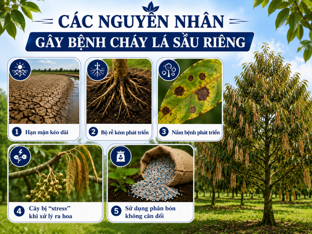 Các nguyên nhân sầu riêng bị cháy lá
