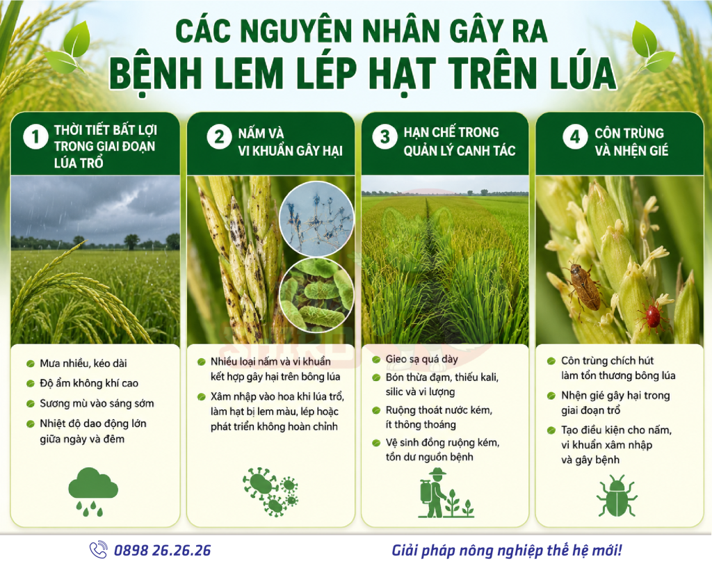Các nguyên nhân gây bệnh lem lép hạt trên lúa