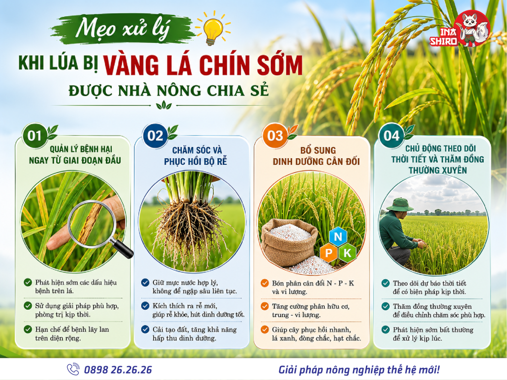 Mẹo xử lý khi lúa bị vàng lá chín sớm được nhà nông chia sẻ