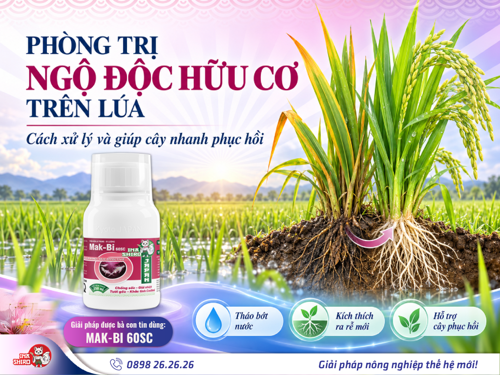 Biện pháp phòng trị ngộ độc hữu trên lúa và giúp lúa phục hồi nhanh